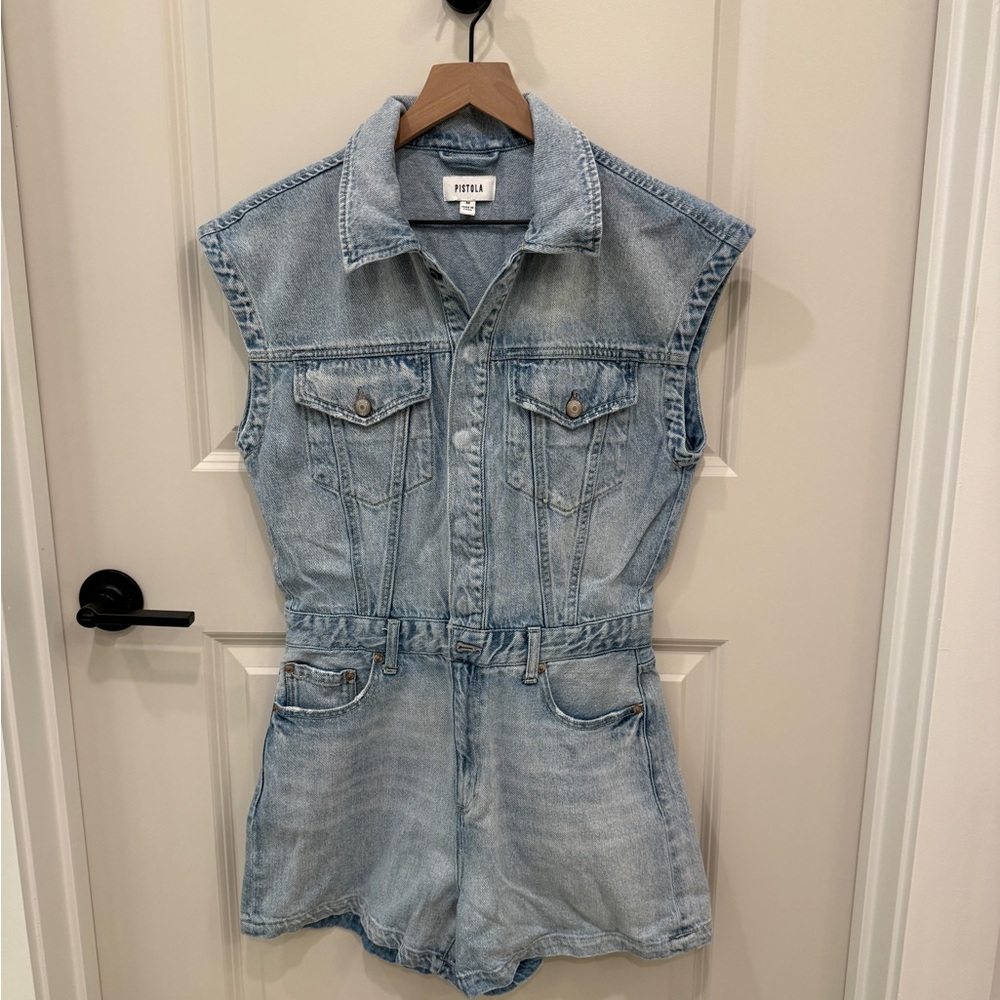 Pistola Denim Sleeveless Romper